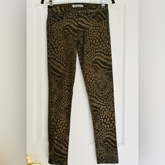 Emperial Denim - EMPIRIAL Olive Green & Gold Leopard Skinny Stretch Jeans Jr5/26